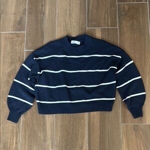 Navy Blue Striped Men's Sweater